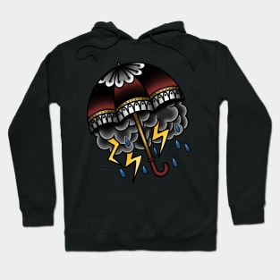 Traditional Tattoo Stormy Cloud Umbrella Hoodie